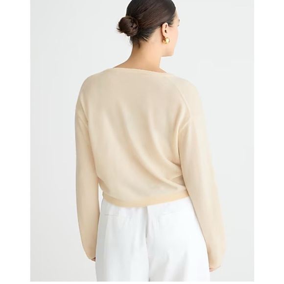 J. Crew Cashmere relaxed cropped V-neck sweater mint Seagram green S NWT BX459 - Picture 12 of 13